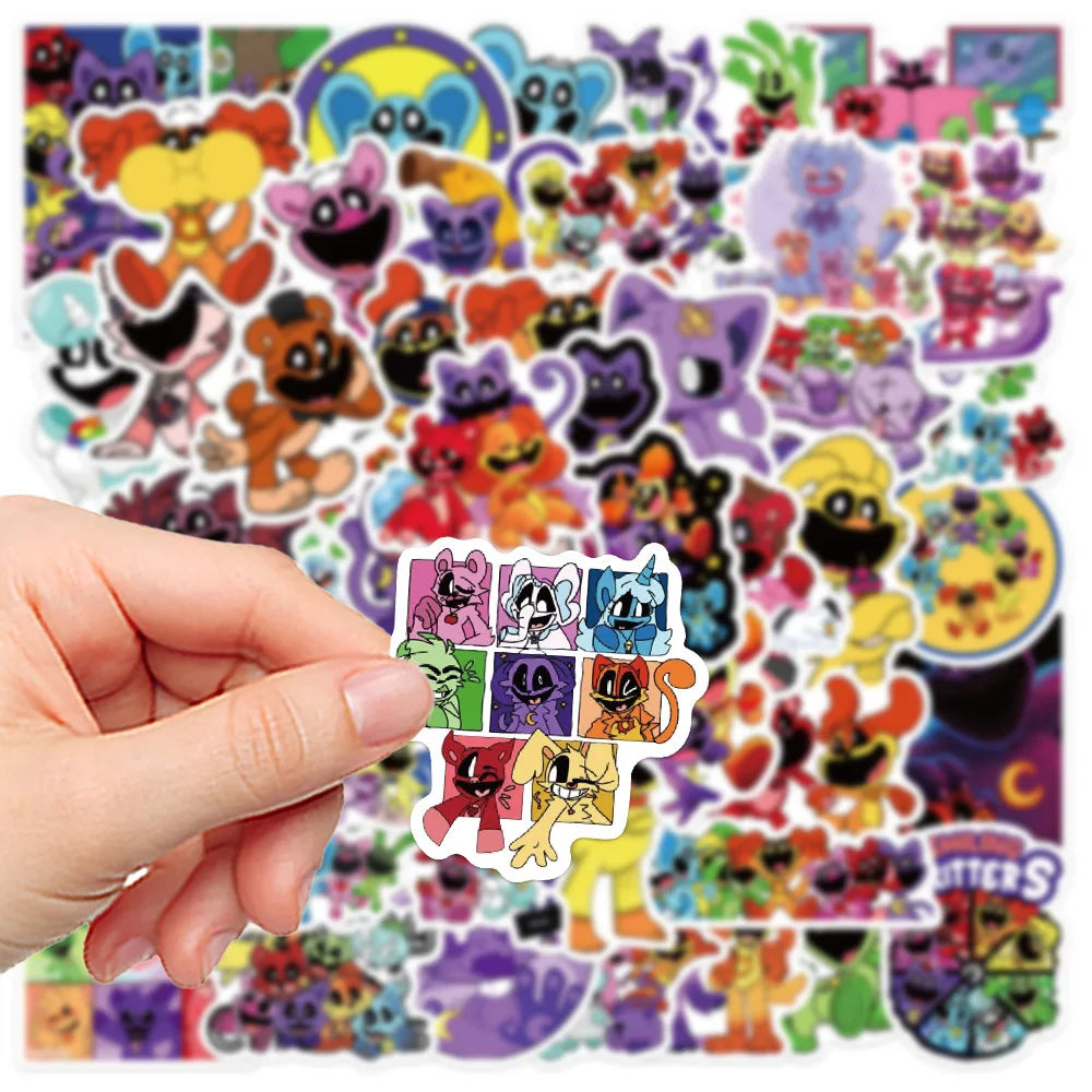 10/30/50PCS Funny Smiling Critters Cartoon Stickers Games Kids Toy DIY Skateboard Stationery Phone Fridge Bike Decals Decoration