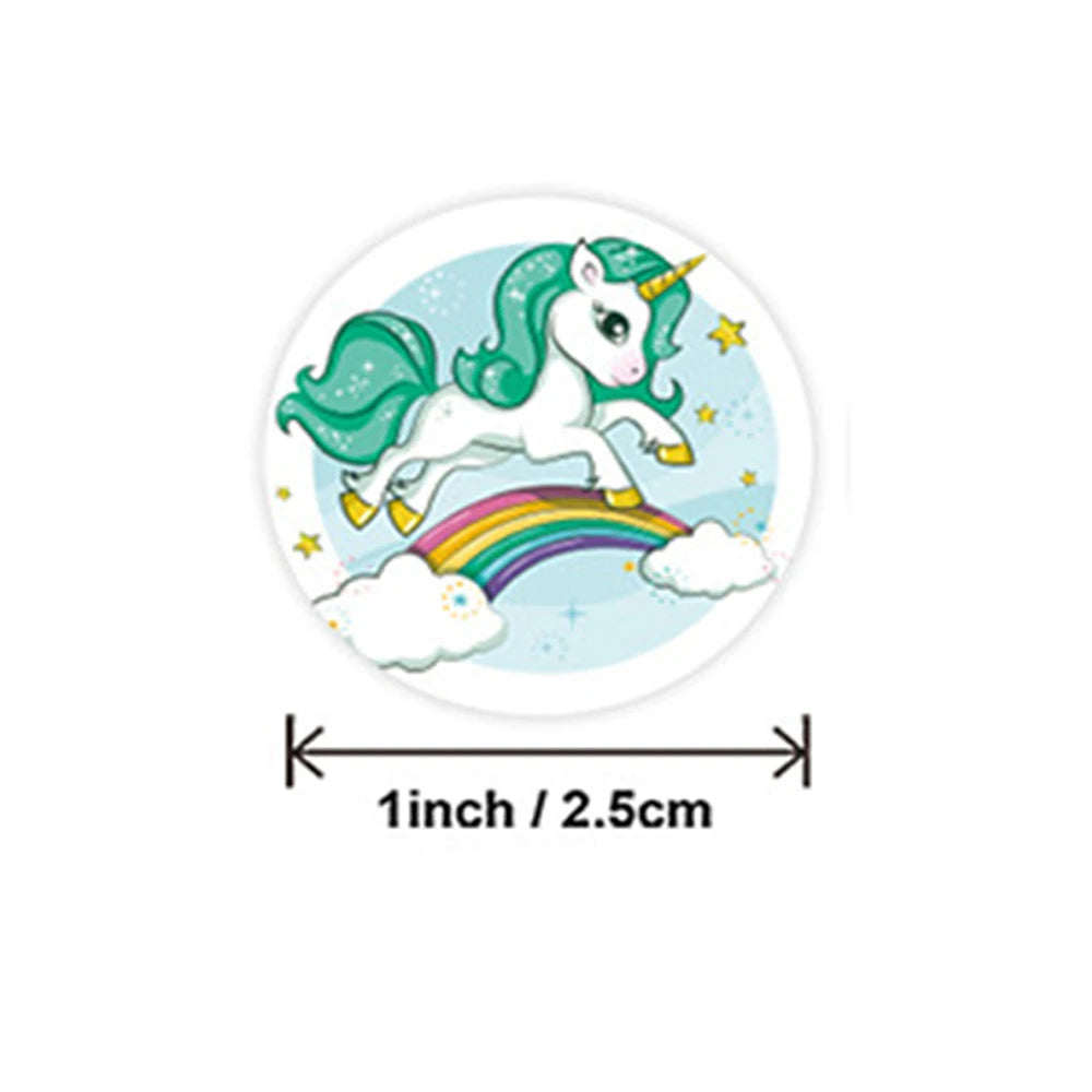 100-500pcs Unicorn Stickers 1inch Decorative Stickers Scrapbooking Stick Label Diary School Stationery Album Stickers