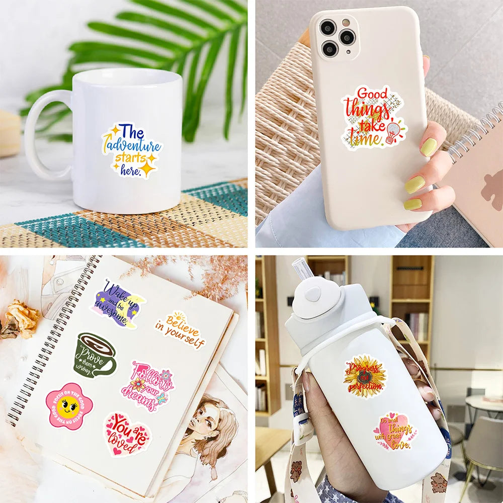 10/30/50/100pcs Cute INS Inspirational Quote Graffiti Stickers Decals Laptop Notebook Phone Suitcase Stationery Sticker Kids Toy