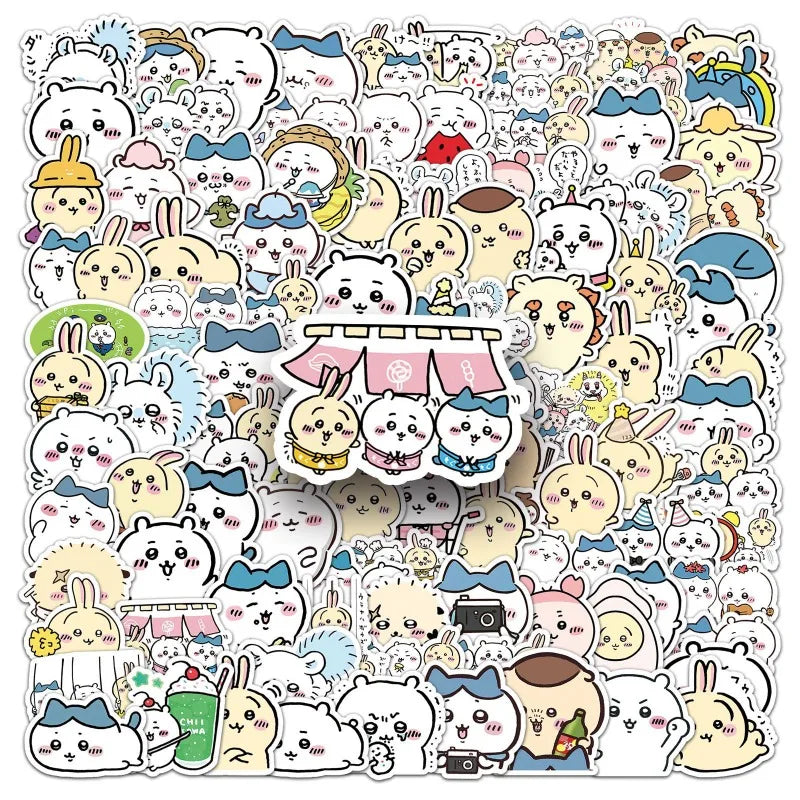 Chiikawa Anime Stickers Pack for Laptop, Phone, Car, Scooter, Water Bottle, Suitcase, Refrigerator, Stationery