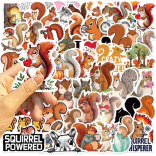 Kawaii Animal Stickers Squirrel Cartoon Kids Luggage Laptop Guitar Car Bike Skateboard Decals