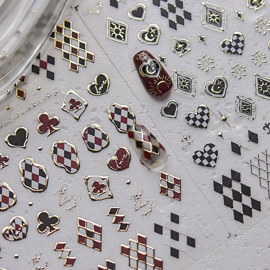 Poker Heart Spade 3D Nail Art Stickers Decals