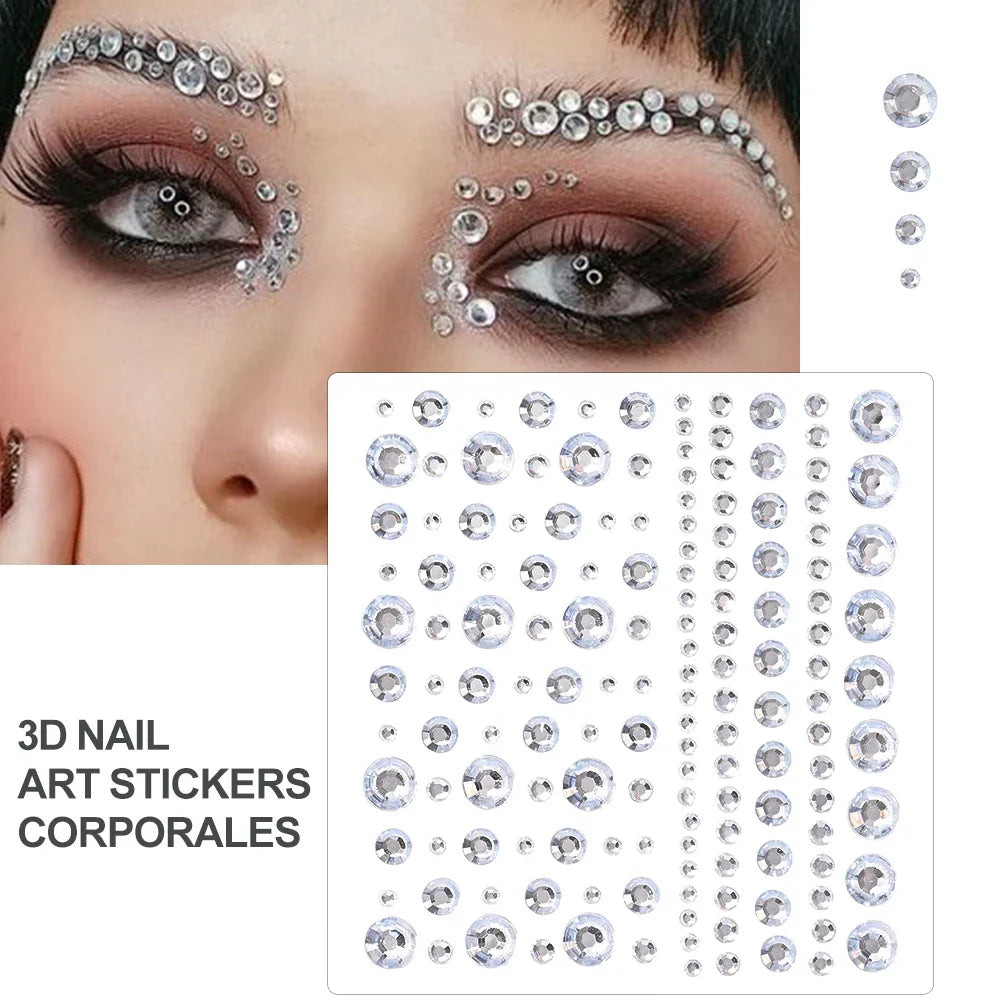 3D Rhinestone Face Tattoo Sticker Jewelry