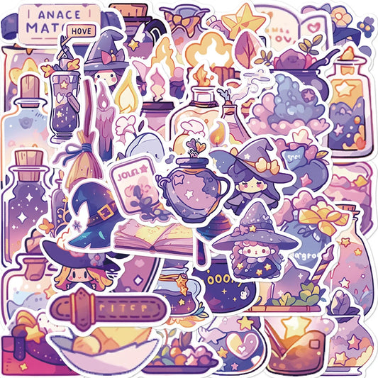 Cartoon Magic Potion Girl Stickers - 10/30/50pcs Aesthetic Decals for Laptop, Phone, Fridge, Kids Toys