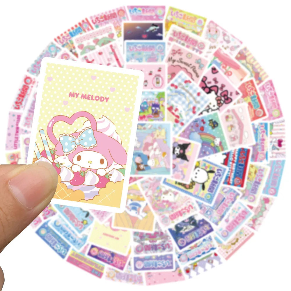 10/30/65pcs Pink Sanrio Hello Kitty Kuromi Cinnamoroll Poster Stickers Kids Girls DIY Laptop Phone Car Cute Cartoon Sticker Toys