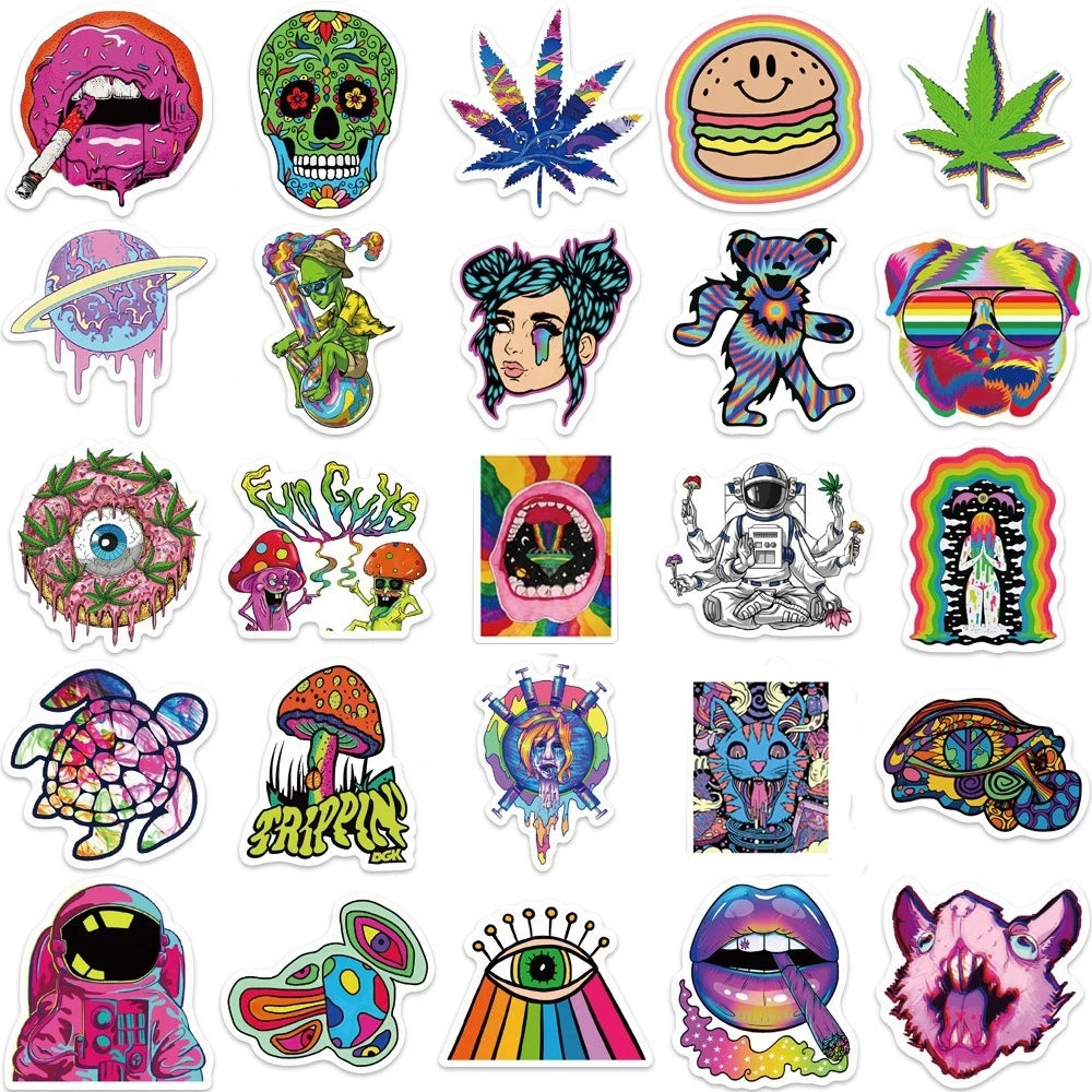 10/30/50PCS Art Psychedelic Graffiti Stickers Aesthetic Cartoon Kid Toys Decals Luggage Helmet Laptop Guitar Waterproof Sticker