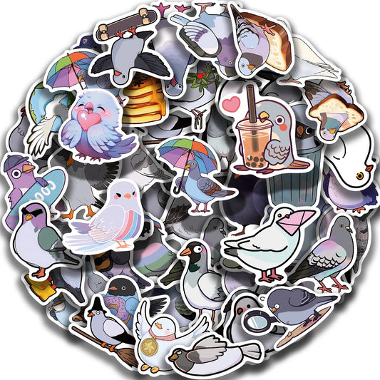 50PCS Cartoon Pigeon Stickers for Laptop & Luggage