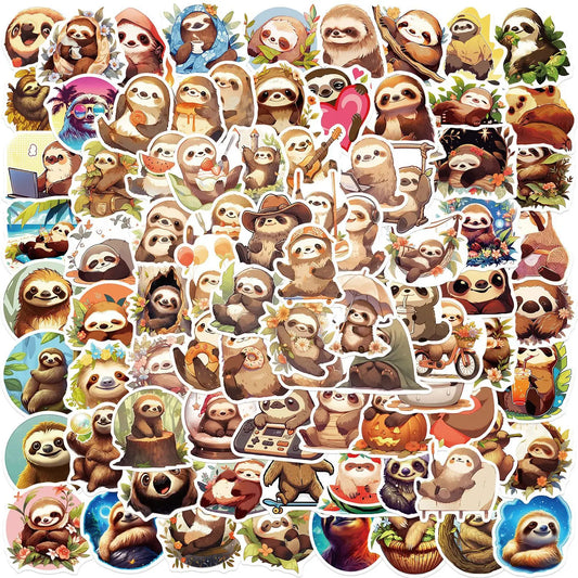 Cute Sloth Stickers for Suitcase, Skateboard, Laptop, Luggage, Phone, Car - 10/30/50/100pcs