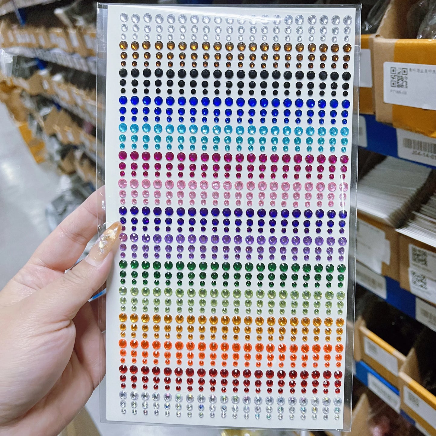 900pcs Rhinestone Stickers: 3mm/4mm/5mm Self-Adhesive Gems