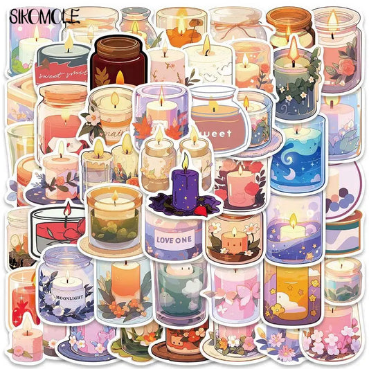 Cartoon Aromatherapy Candle Stickers - Cute Kawaii DIY Decals for Luggage, Guitar, Fridge, Laptop