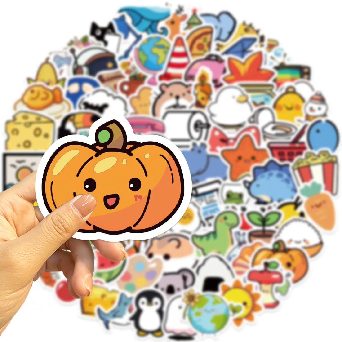 100pcs Cute Mini Animals Foods Cartoon Graffiti Stickers Phone Guitar Laptop Notebook Suitcase Cup Waterproof Sticker Kids Toy