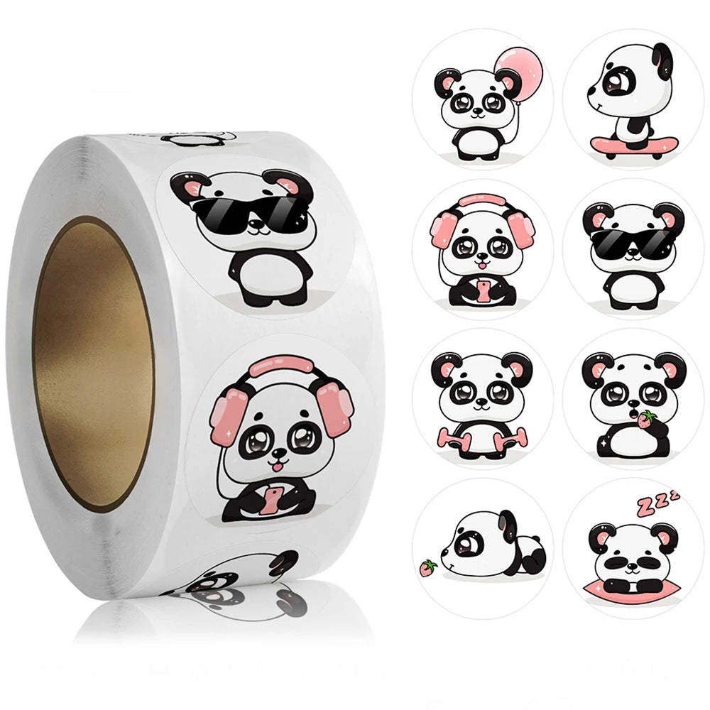 100-500pcs Cute Cartoon Panda Stickers Reward Sticker for Kids Gift Wrapping Decor Envelope Sealing Labels Stationery Stickers