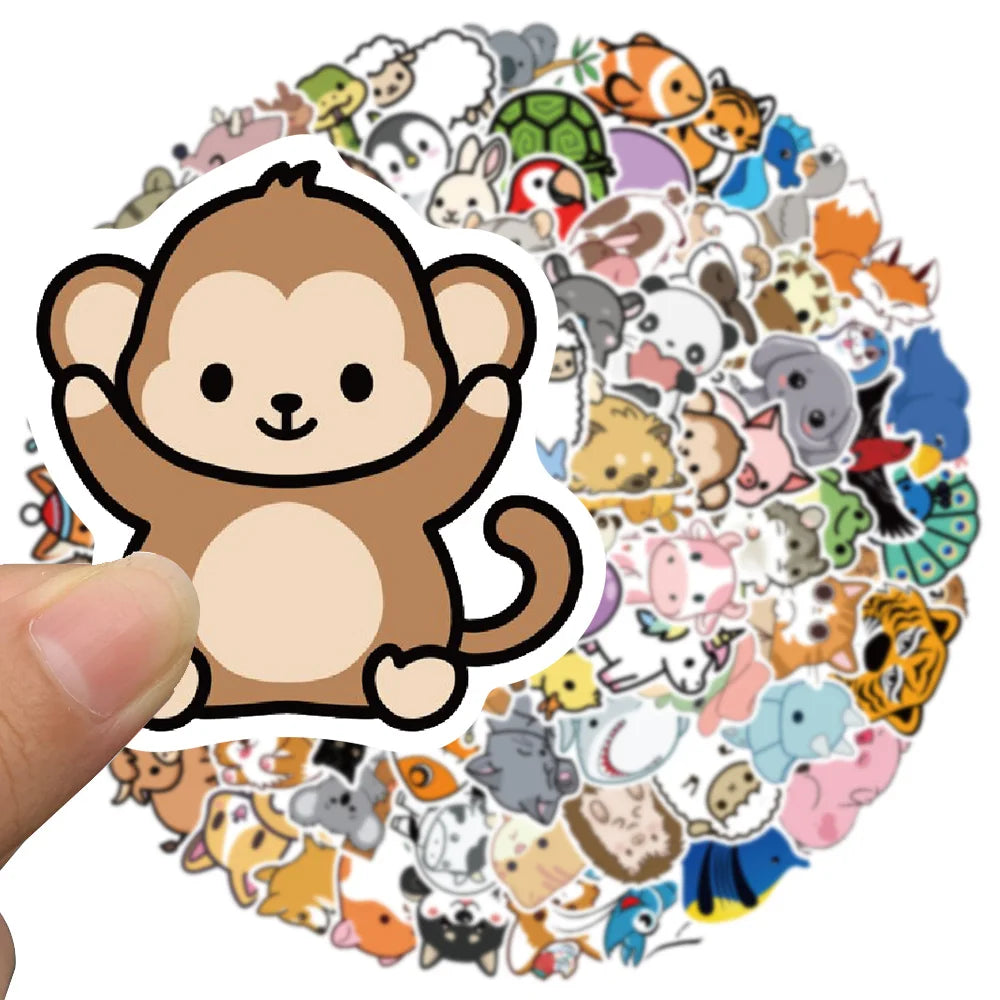 50/100pcs Cute Cartoon Little Animals Stickers Kids Toy Waterproof Graffiti For Laptop Water Bottle Phone Bicycle Car Decals