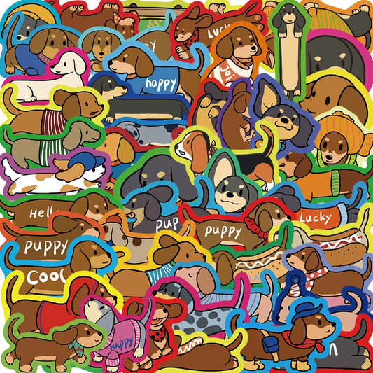 Dachshund Cartoon Animal Stickers for Phone Laptop Luggage Skateboard 10/30/50PCS