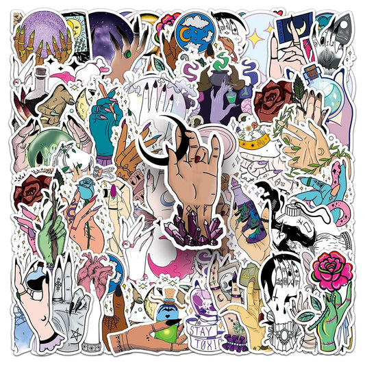 Witch Hands Horror Goth Stickers Pack - Aesthetic Graffiti Art for DIY Decoration