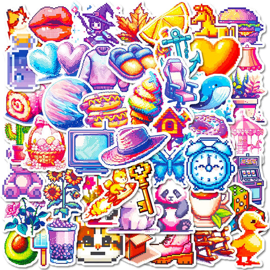 Pixel Cartoon Graffiti Stickers - Waterproof Laptop, Notebook, Water Bottle Decor (10/30/50pcs)