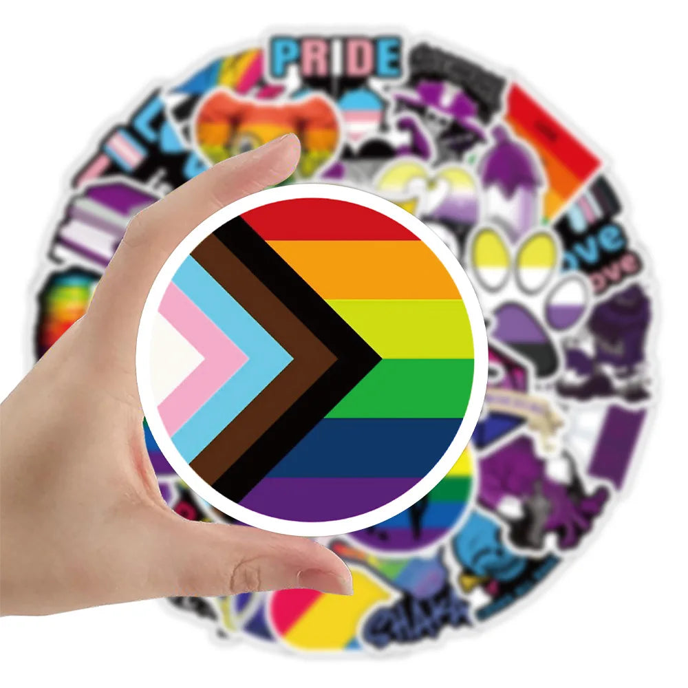 50Pcs/Set LGBTQ+ Rainbow Waterproof Removable Pvc Stickers for Wall Car Bike Laptop Scrapbook Sticker