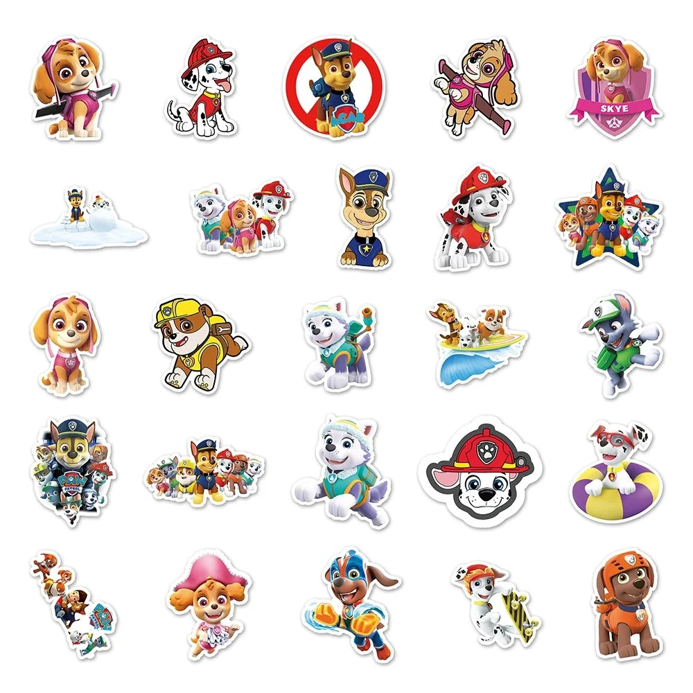 10/30/50PCS Cool Cute PAW Patrol Stickers PVC Decal Decoration Phone Skateboard Luggage Fridge Graffiti Sticker Toy Gift for Kid