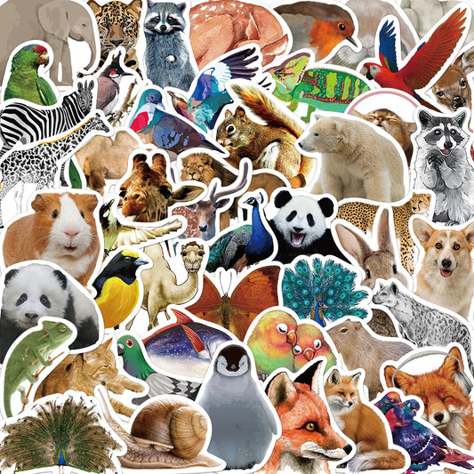 50pcs Jungle Zoo Wild Animal Stickers for Kids Boys Girl Baby Shower Wall Decal Notebook Water Bottle Luggage Laptop Phon