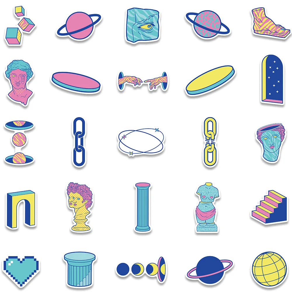 10/25PCS Cartoon Vaporwave Art Graffiti Stickers Aesthetic Decals For Scrapbook Phone Laptop Luggage Bike Car Sticker Kids Toy