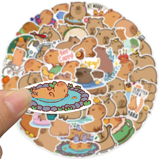 Capybara Stickers Pack: Cute Cartoon Decals for Laptop, Phone, Suitcase, Notebook