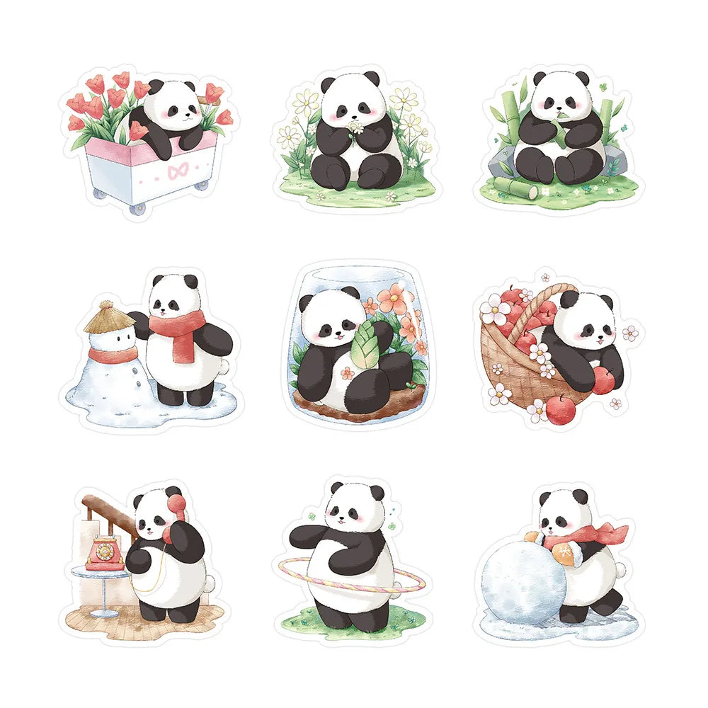 10/30/60PCS Kawaii Panda Stickers Cute Cartoon Animal Graffiti Sticker Laptop Phone Guitar Bike  Skateboard Decals Gift Kids Toy