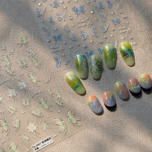 Glass Butterfly Flower Nail Art Stickers Decals