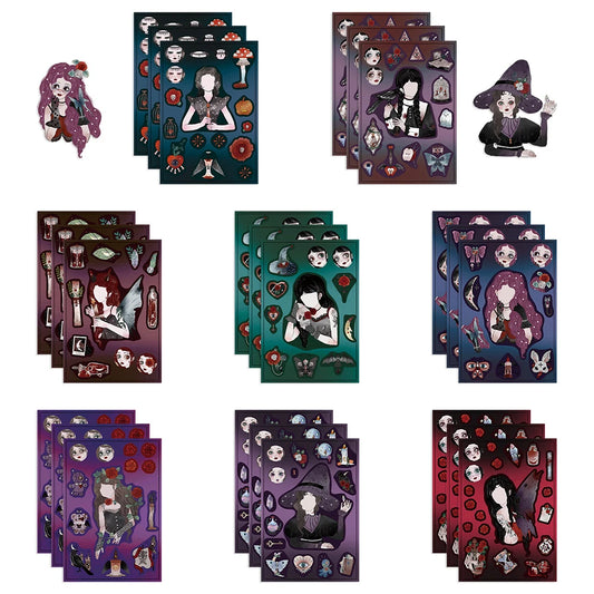 Cool Goth Girl Face Puzzle Stickers DIY Jigsaw Kids Toy Party Favor Gift
