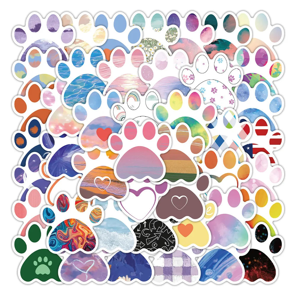 10/50Pcs Cute Dog Paw Stickers for Scrapbooking Phone Stationery Laptop Aesthetic Kawaii Sticker Pack Scrapbooking Material