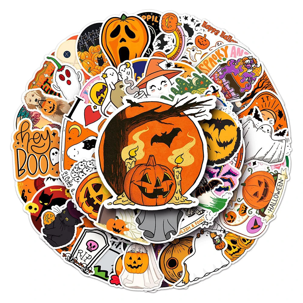 10/30/50PCS Horror Halloween Cartoon Sticker Decals For Notebook Motorcycle Bike Laptop PVC Waterproof Graffiti Stickers Kid Toy