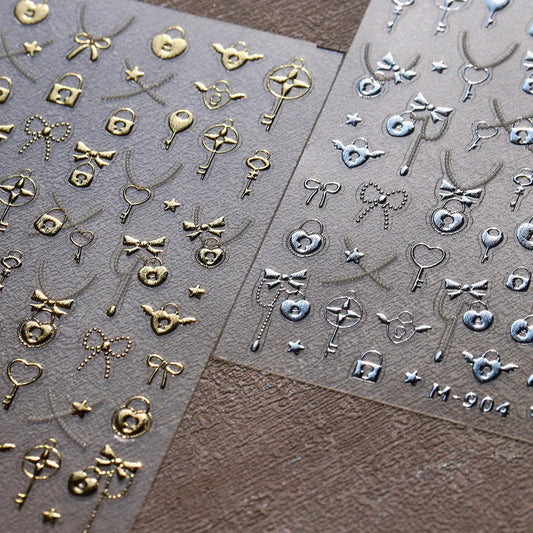 Rococo Nail Art Stickers: Bowknot, Wing, Heart, Star, Tassel