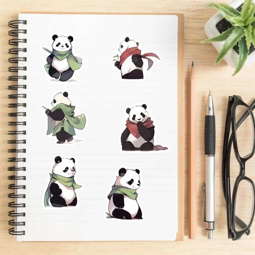 54PCS Cute Cool Bamboo Panda Hero Cartoon Sticker Waterproof Decoration Luggage Guitar Laptop Helmet Kids Gift Toy Decal