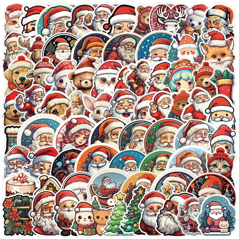 10/30/50/100pcs Kawaii Retro Christmas Stickers Decals Laptop Skateboard Phone Suitcase Fridge Decoration Sticker for Kids Toys