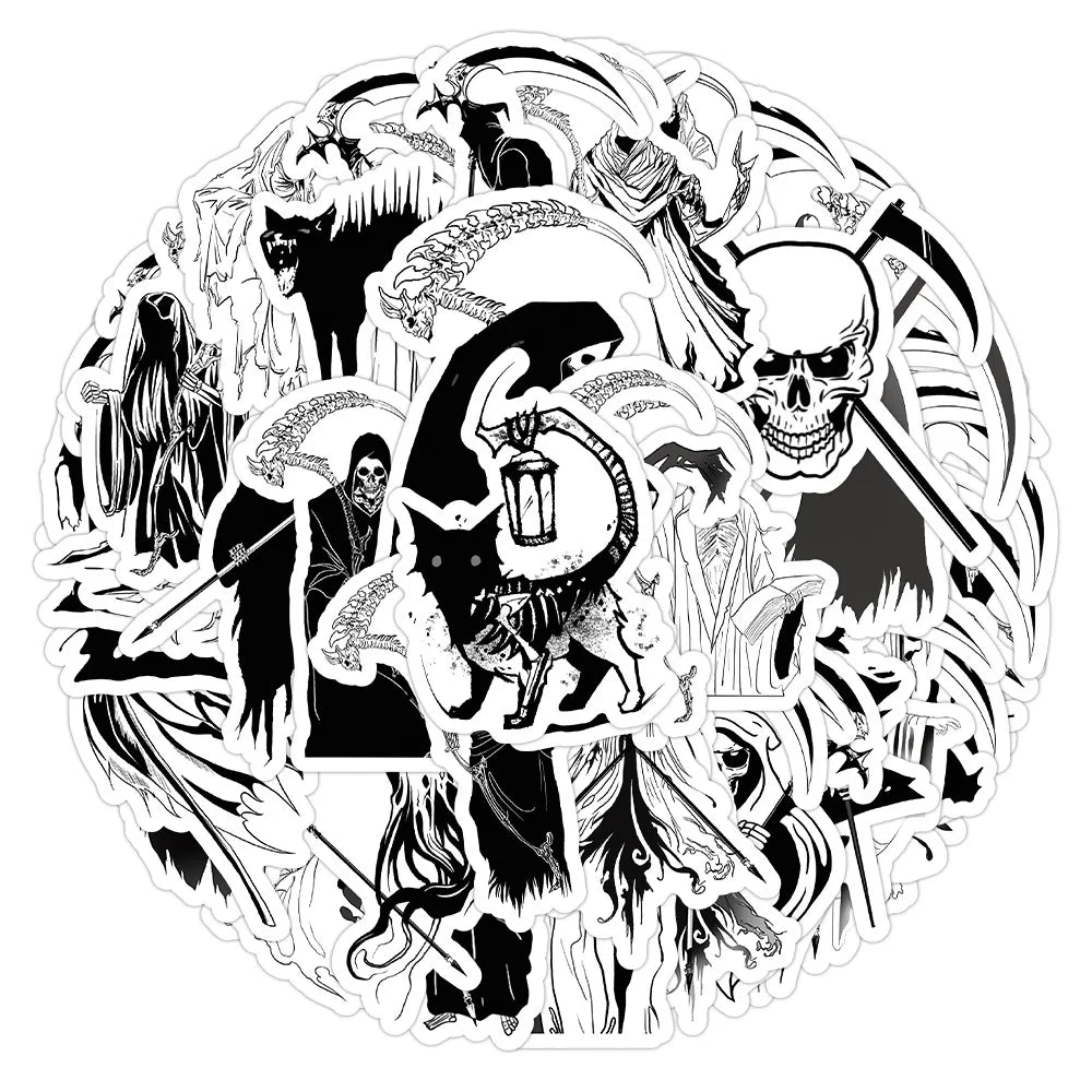 50pcs Anime Death Stickers for Motorcycle, Luggage, Laptop, Phone, Helmet, Kids, Waterproof