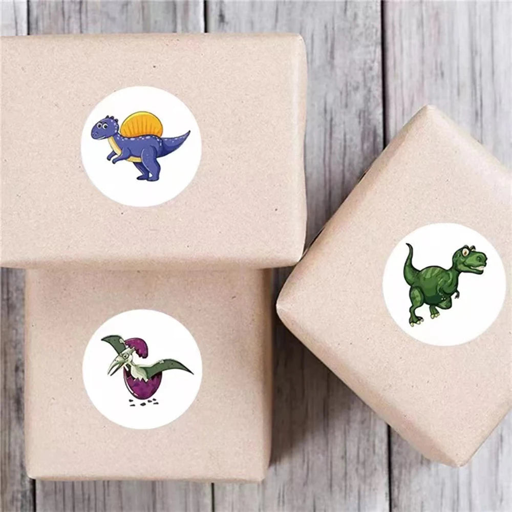 100-500pcs New Cartoon Dinosaurs Stickers 6 Designs for Classroom Teacher Stationery Sticker Label for Kids Reward Stickers