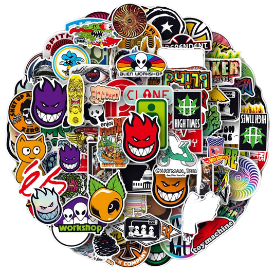 Cool Skateboard Stickers Pack: Suitcase, Laptop, Car, DIY Decals