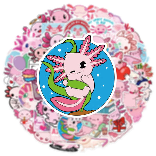 Axolotl Cartoon Stickers for Phone Laptop Luggage Skateboard Kids