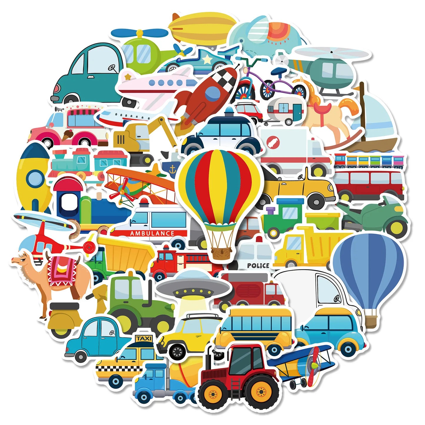 50pcs Cartoon Excavator Building Blocks Graffiti Stickers for Helmet, Desktop, Wall Decoration