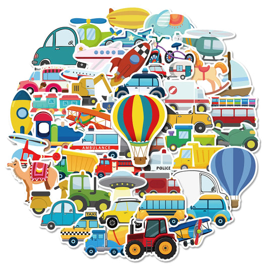 50pcs Cartoon Excavator Building Blocks Graffiti Stickers for Helmet, Desktop, Wall Decoration