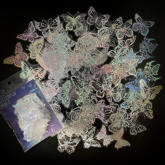 Holographic Butterfly Stickers - Aesthetic Transparent Decals for Luggage & Laptop