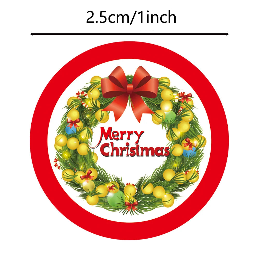 100-500Pcs Kraft Paper Round Labels Christmas Gift Sticker Xmas Tree Candy Box New Year Packaging Bag Christmas Decorations