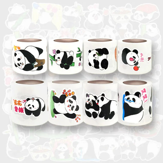 Panda Graffiti Sticker Rolled Flat Sheet 50 Animal Adhesive Decorative Stickers Water Cup Waterproof Sticker Cute Decal