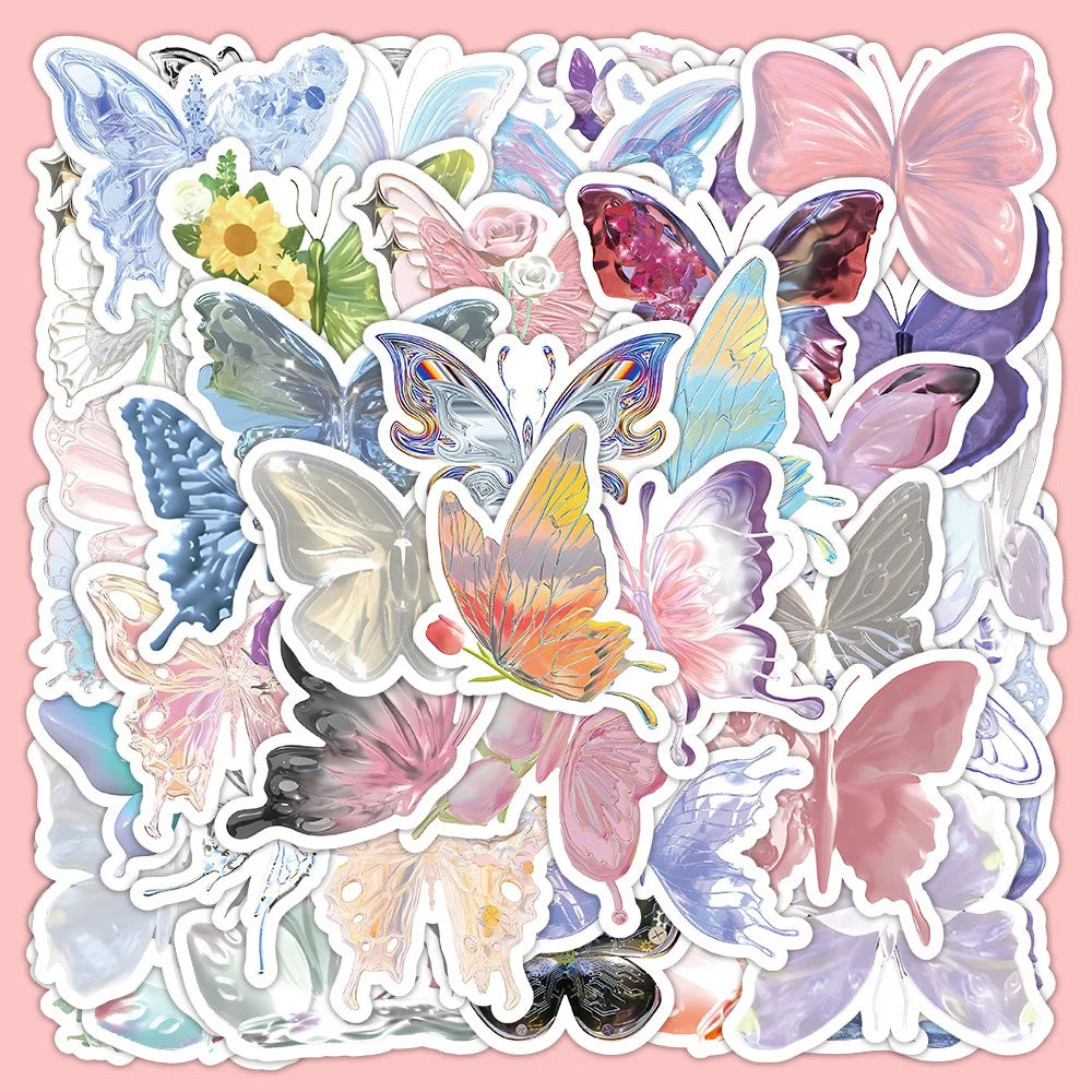 10/30/50PCS Cute Butterfly Stickers Aesthetic Graffiti DIY Waterproof Skateboard Phone Fridge Phone Guitar Bike Graffiti Kid Toy