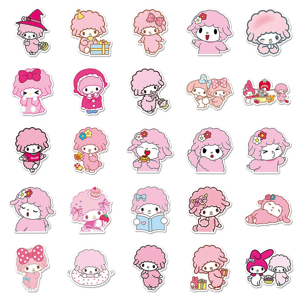 10/30/50pcs My Sweet Piano Cartoon Stickers Cute Sanrio Pink Sheep Sticker DIY Diary Guitar Suitcase Kawaii Anime Decal for Kids