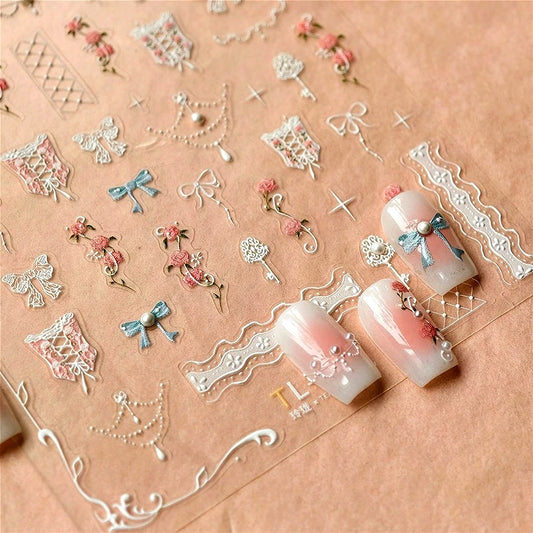Lace Corset Top & Nail Art Stickers Set