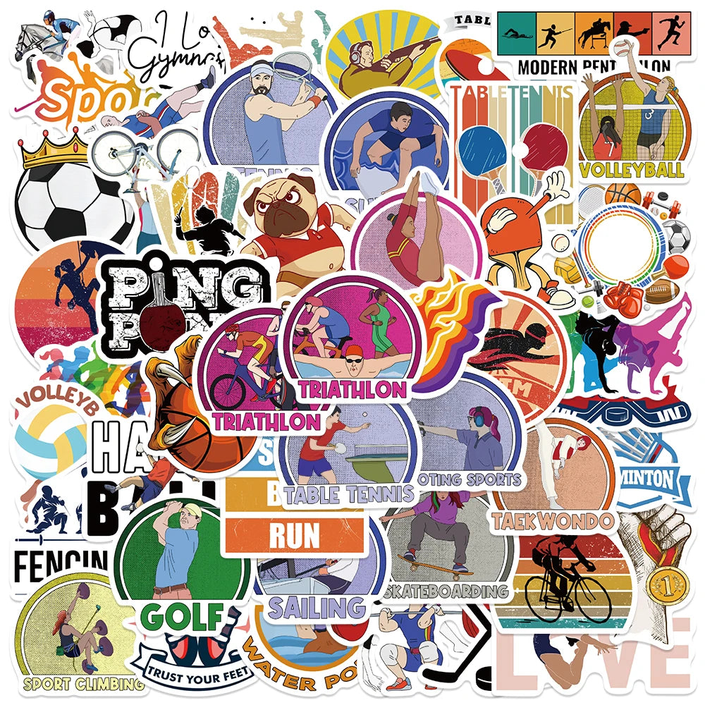 50PCS Sports Stickers Skateboard Car Luggage Motorcycle Laptop Phone Decals Graffiti