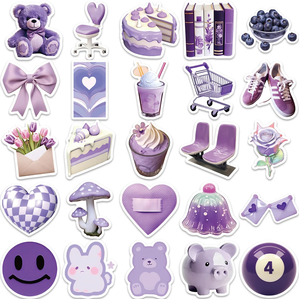 10/30/50PCS Cartoon Purple Stickers Graffiti Ins Style Cute Decals Skateboard Phone Notebook Fridge Bike Car PVC Waterproof Toys