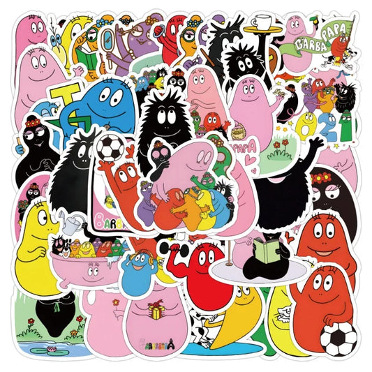 50pcs Barbapapa Stickers for Laptop, Phone, Car, Scooter, Water Bottle, Suitcase, Refrigerator, Stationery