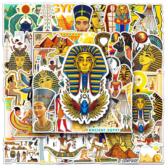 Egyptian Pharaoh Art Stickers Pack - Waterproof for Skateboard, Laptop, Luggage, Phone, Motorcycle