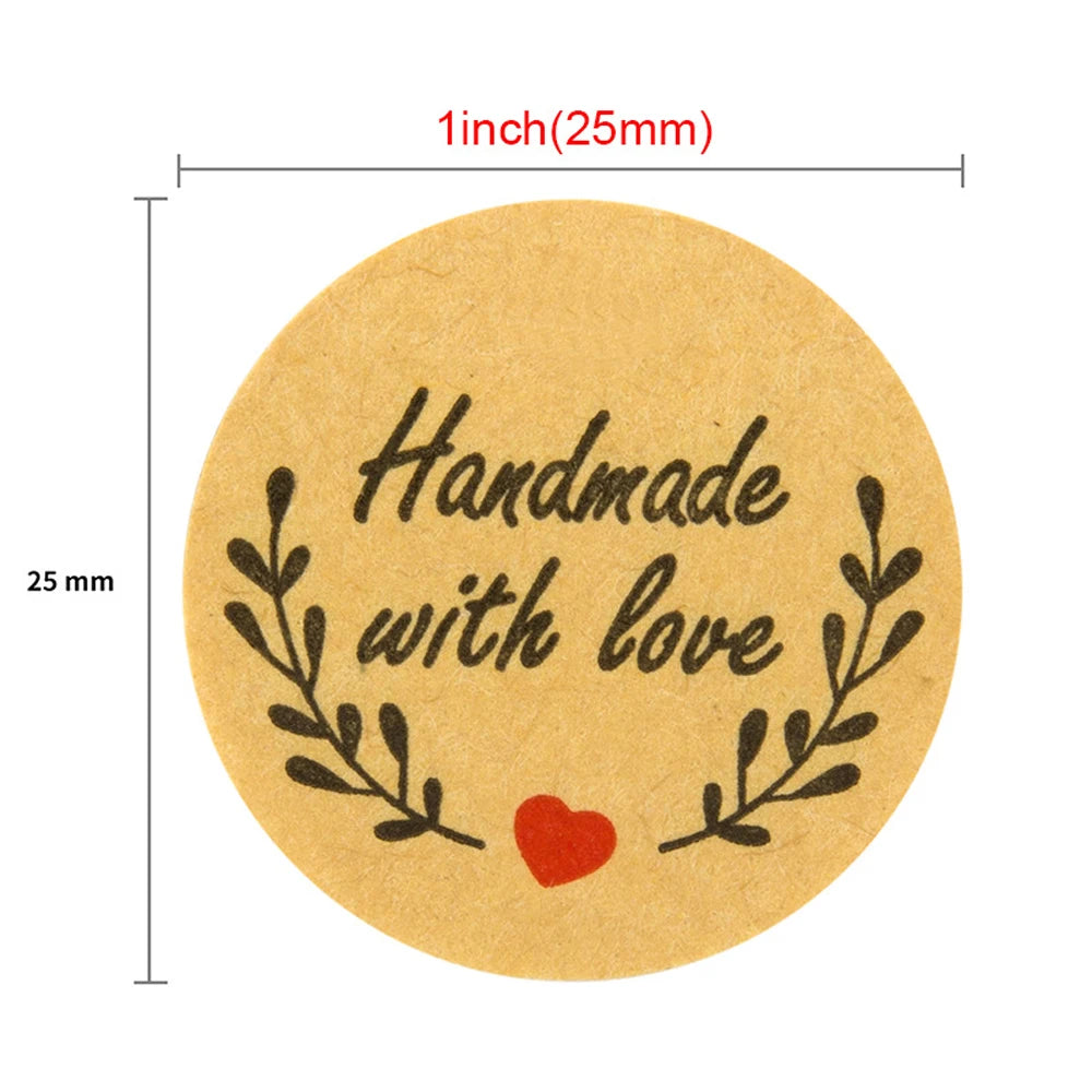 100-500pcs Handmade Love Stickers Seal Labels Brown Party Decoration Wedding Stickers DIY Handmade Stationery Stickers